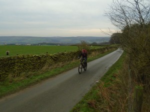 Graham climbing to Ballcross Farm. 