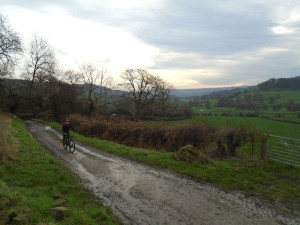Graham starting the off road climb from Rowsley. 