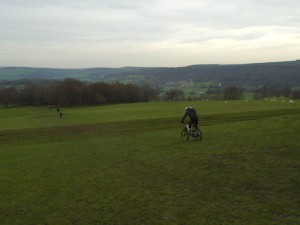 Paul and Graham descending towards Chatsworth GR246690 8x6  