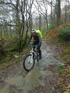  Adrian in one of the many, many puddles. From what we encountered on the ride this bit doesn't even count as wet!