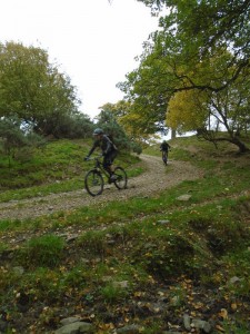 Brian and David getting some speed on as we left Moel Famau forest. 