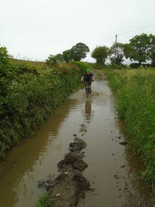 Tom in the watery ruts at Starlings Castle.