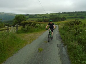 Tom on the long climb from Glyn Ceiriog.
