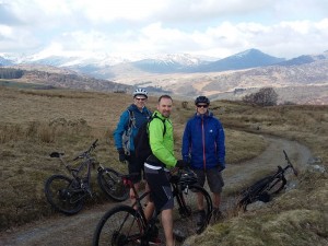 Scott, Nigel and Martin with a view across Snowdonia on the Moel Siabod trail.
