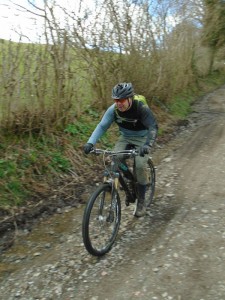 Jim on the Starlings Castle descent into the Ceiriog Valley. 
