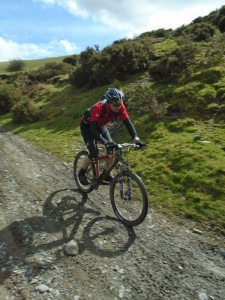 Mick on the Three Trees descent back to Llangollen. 