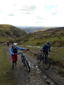 Ritchie and Michael at the top of Motts Road, Long Mynd. 