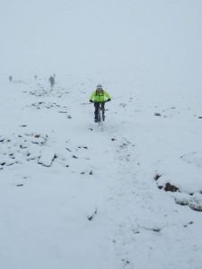 Lisa on the snowy start to the Snowdon Ranger Path.   