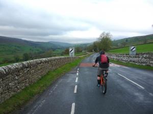 Karl riding up Swaledale from Reeth.