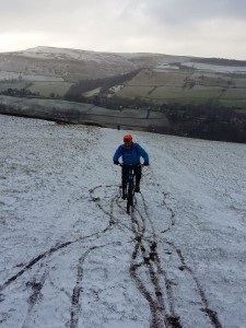 Darren on the Snake Path climb from Hayfield.