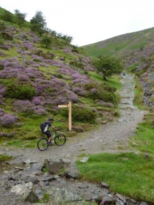 Reece starting the steep Carding Mill Valley climb.