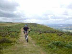 Dan on the Starboard Path along the top of Long Mynd. 