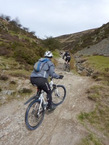 Mark starting the steep climb out of Carding Mill Valley.