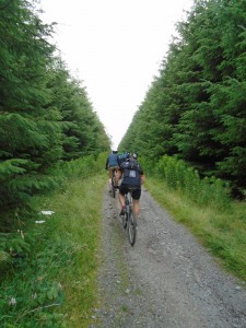 Riding through Caemor Wood.