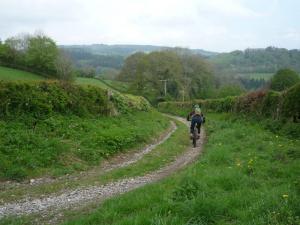 Becky descending to Bronygarth near Chirk Castle.