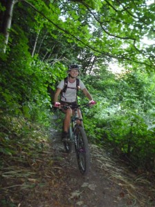 Frances on the Rectory singletrack in the Ceiriog Valley. 