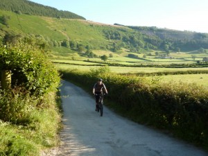 Mike on the lane through the Vale of Llangollen. 