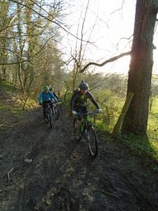 Brian and Dave in the woods on the bridleway to Hendre.