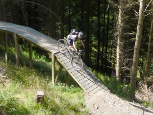 Mike on the planks of the Llandegla Black Route.  
