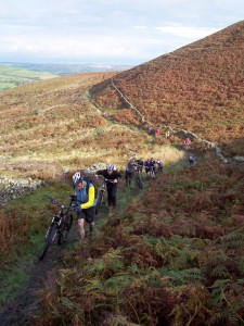 The short, steep, and muddy if wet, climb to Offas Dyke on the ridge of the Clwyds.  