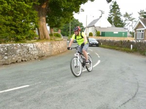 Paul riding through Llanarmon yn Ial. 