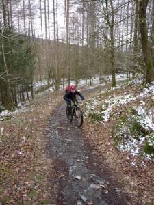 Graham on the steep Low Scar Wood climb in Grizedale Forest.