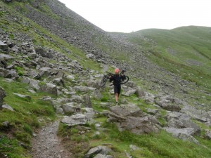 Mark completing the walk down from Grisedale Hause. 