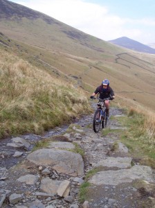 Paul on a tricky climb of the Cumbria Way, Lonscale Fell.  