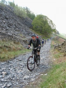 Steve approaching one of the trickier parts of the Garburn Pass climb.        