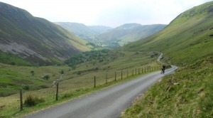 Gaz on the long hard climb of the Bwlch y Groes. 