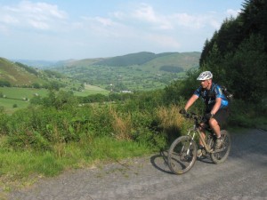 Russ at the top of the Cwmwr Woods climb. 