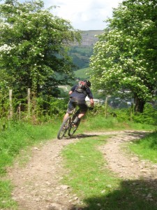 Gaz just before it gets scary fast on the Staffer Pugh descent to Llangollen.