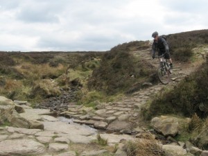 Mike on the stone paving of the Cut Gate descent. 