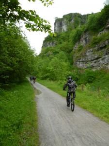 Steve riding through Chee Dale on the Monsal Trail. 