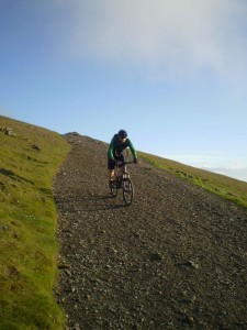 John descending on the top section of Llanberis Trail.