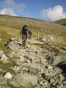 Col (flattryes) and mark descending to Halfway House on Snowdon.
