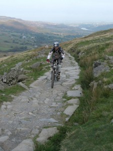 Steph climbing the lower section of the Llanberis Trail.