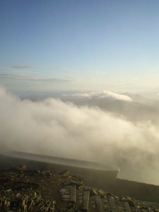 The view at the summit of Snowdon.