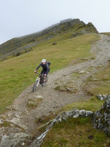 Andy starting the Rhyd Ddu descent from the summit of Snowdon.