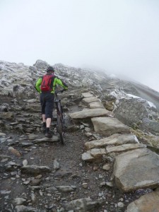 Steve climbing to the summit of Snowdon.    
