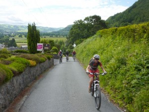 Trudie starting the long climb from Trefriw. 