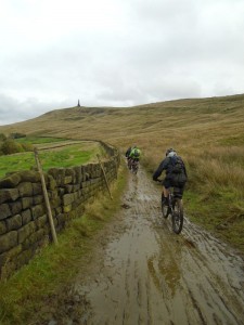 Karl, Dan and Rob heading towards Stoodley Pike on Mary Towneley Loop.