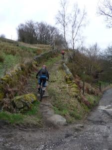 Nick and Mark starting the Golf Course singletrack above Todmorden.