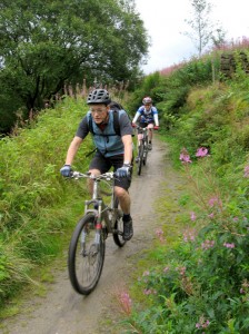 Steve and Sabine at the top of the Colden Clough climb. 