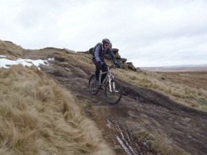 John descending Black Moor rocks.