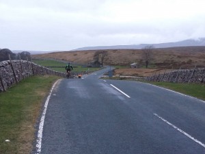 Brian and Jan on Blea Moor Road heading back to the Ribblehead Viaduct.