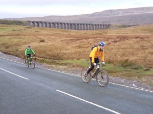 Jan and Brian starting the ride from the Ribblehead Viaduct car park.